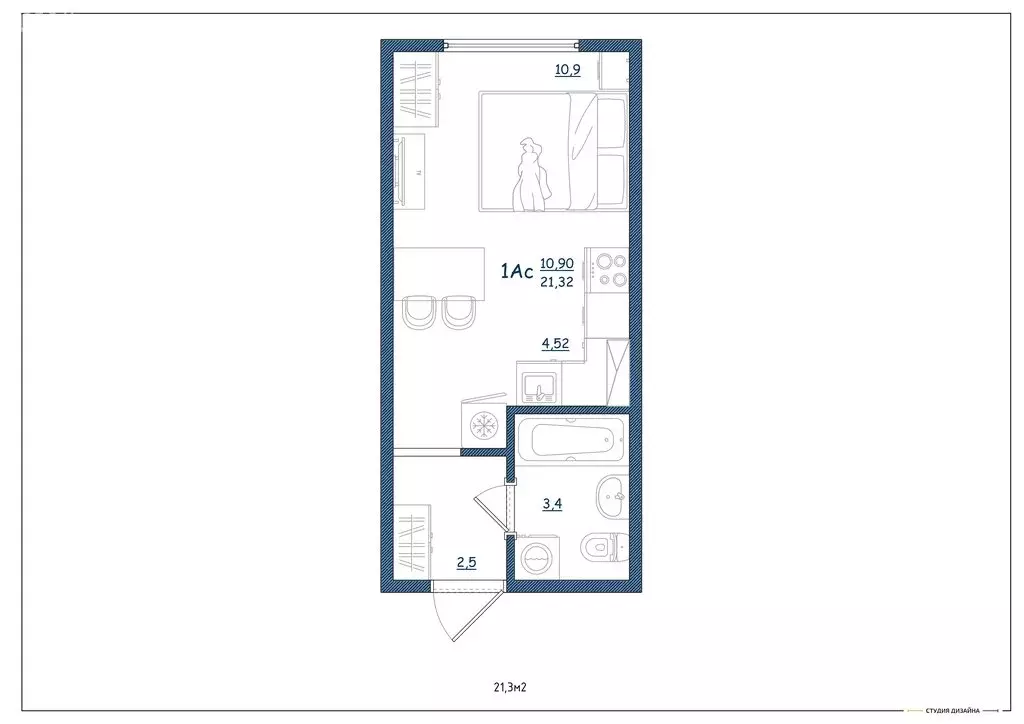 Квартира-студия: Тверь, улица Левитана, 93А (21.3 м) - Фото 2
