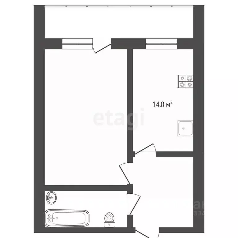 1-к кв. Тюменская область, Тюмень ул. Ю.-Р.Г. Эрвье, 12 (35.5 м) - Фото 0