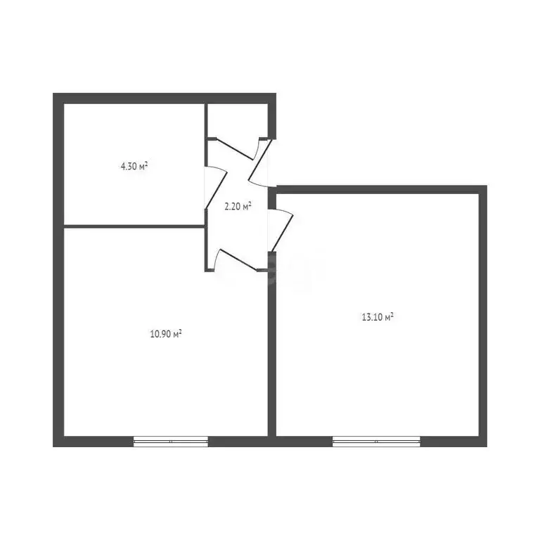 1к в 2-комнатной квартире (30.9 м) - Фото 1