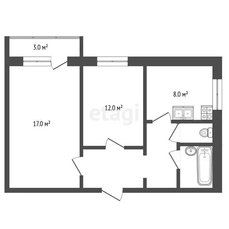 2-комнатная квартира: Челябинск, Комсомольский проспект, 72 (49.8 м) - Фото 1