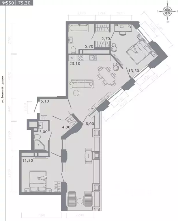 2-к кв. Татарстан, Казань Первомайский жилмассив, Оригана жилой ... - Фото 1