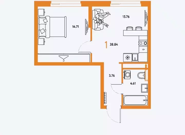Продаётся 1-к квартира, 38.84 м - Фото 0
