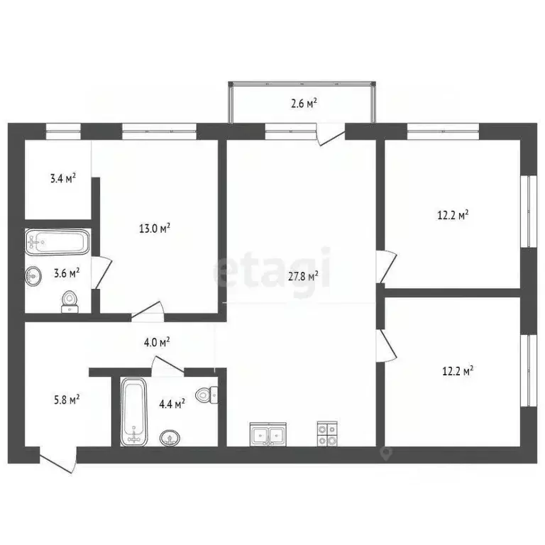 3-к кв. Вологодская область, Вологда Февральский пер., 5 (86.6 м) - Фото 2