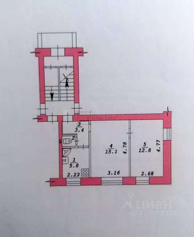 2-к кв. Новосибирская область, Новосибирск ул. Титова, 47 (38.0 м) - Фото 1