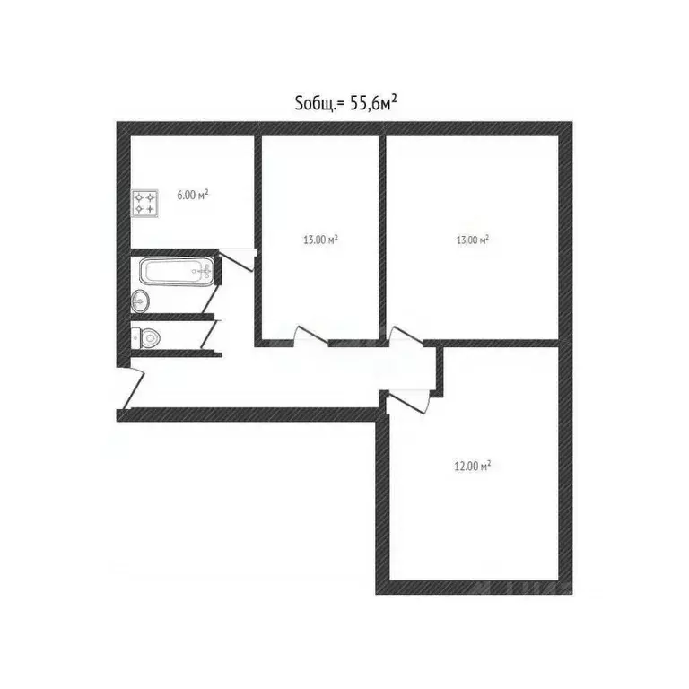 3-к кв. Брянская область, Брянск Московский просп., 38 (55.6 м) - Фото 2