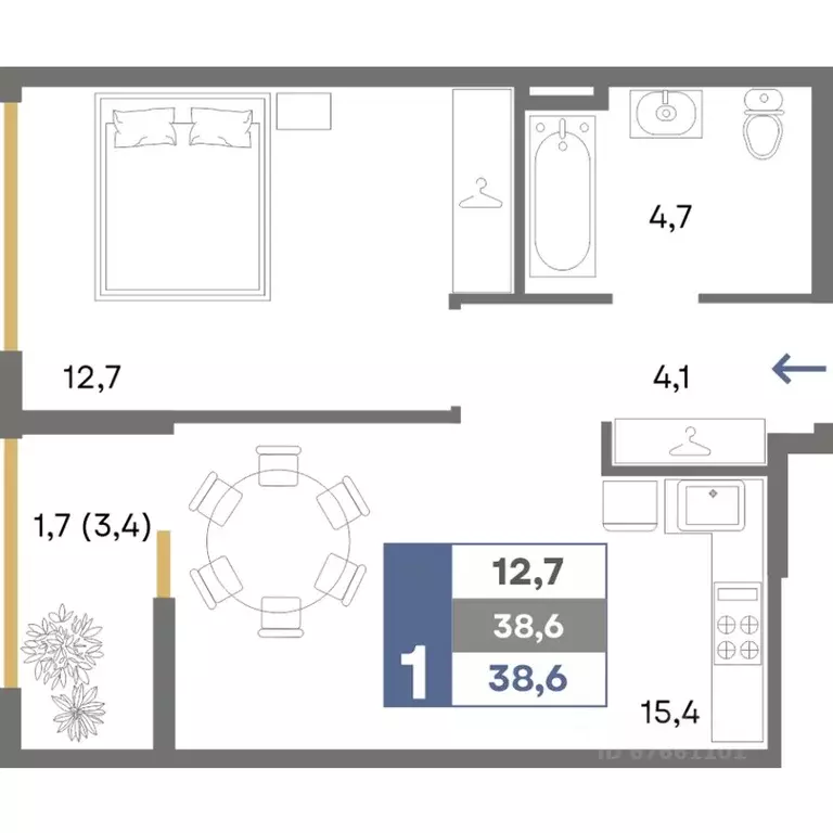 1-к кв. Крым, Симферопольский район, Мирновское с/пос, с. Белоглинка ... - Фото 0