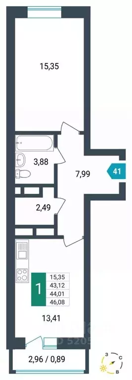 1-к кв. Забайкальский край, Чита ул. Бабушкина, 42Б (44.01 м) - Фото 0