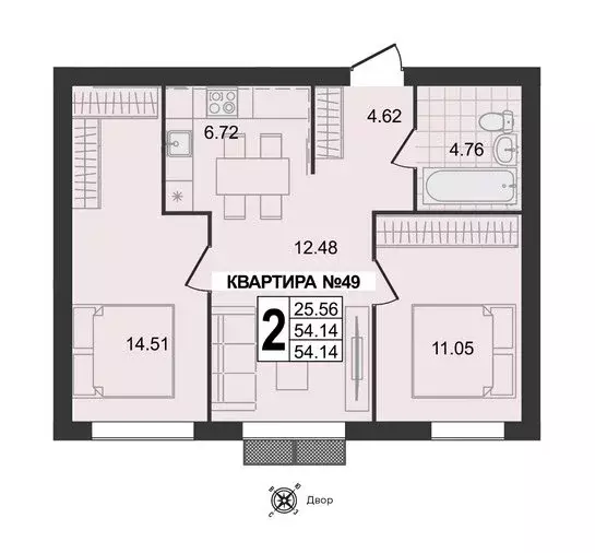 2-комнатная квартира: Муром, 3-я Новослободская улица (54.14 м) - Фото 0