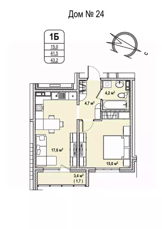 1-к кв. Кемеровская область, Кемерово 68-й мкр,  (43.2 м) - Фото 0