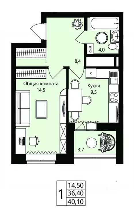 1-к кв. Мордовия, Саранск Юбилейный жилрайон, 3-й мкр, Новая История ... - Фото 1