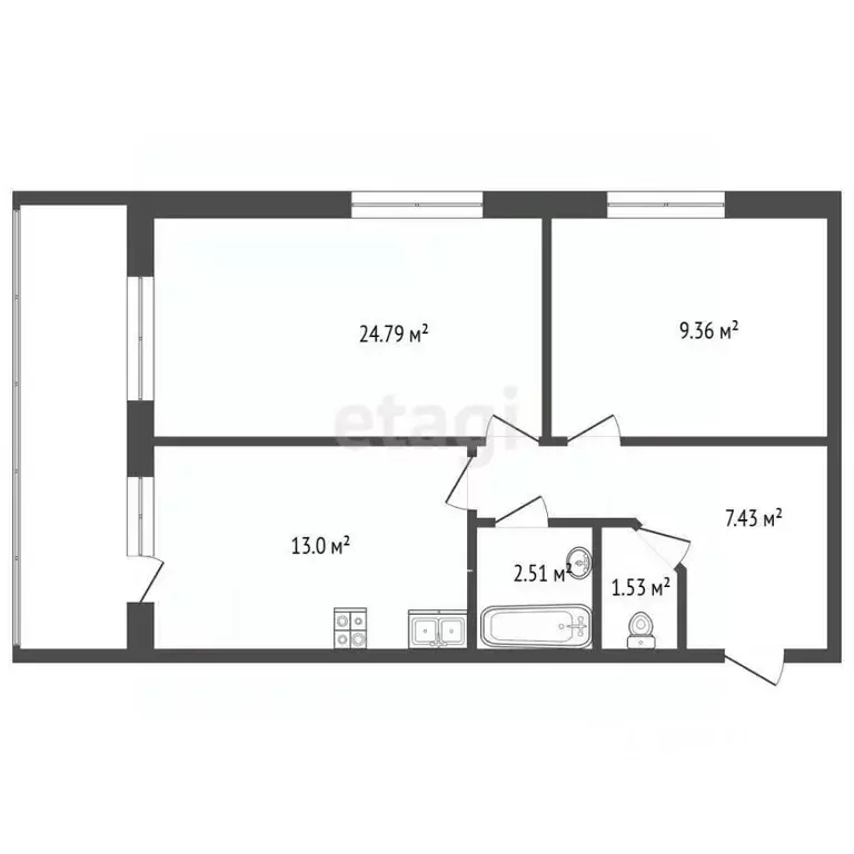 2-к кв. Калужская область, Калуга ул. Минская, 39 (64.8 м) - Фото 2