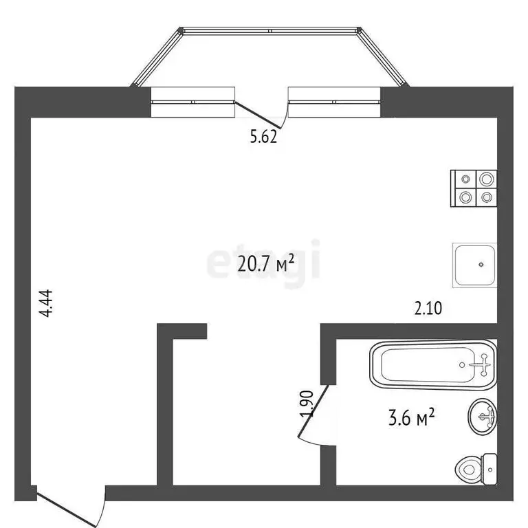 1-комнатная квартира: Севастополь, улица Челюскинцев, 49/4 (24.8 м) - Фото 0