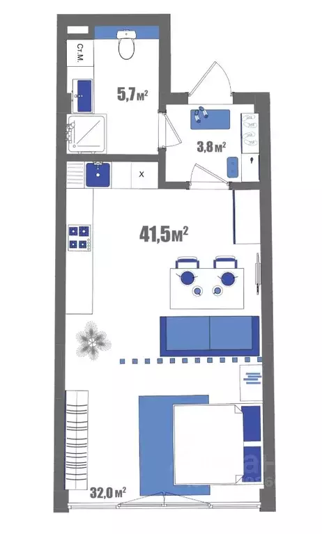 1-к кв. Крым, Судак ул. Набережная, 75 (41.5 м) - Фото 1