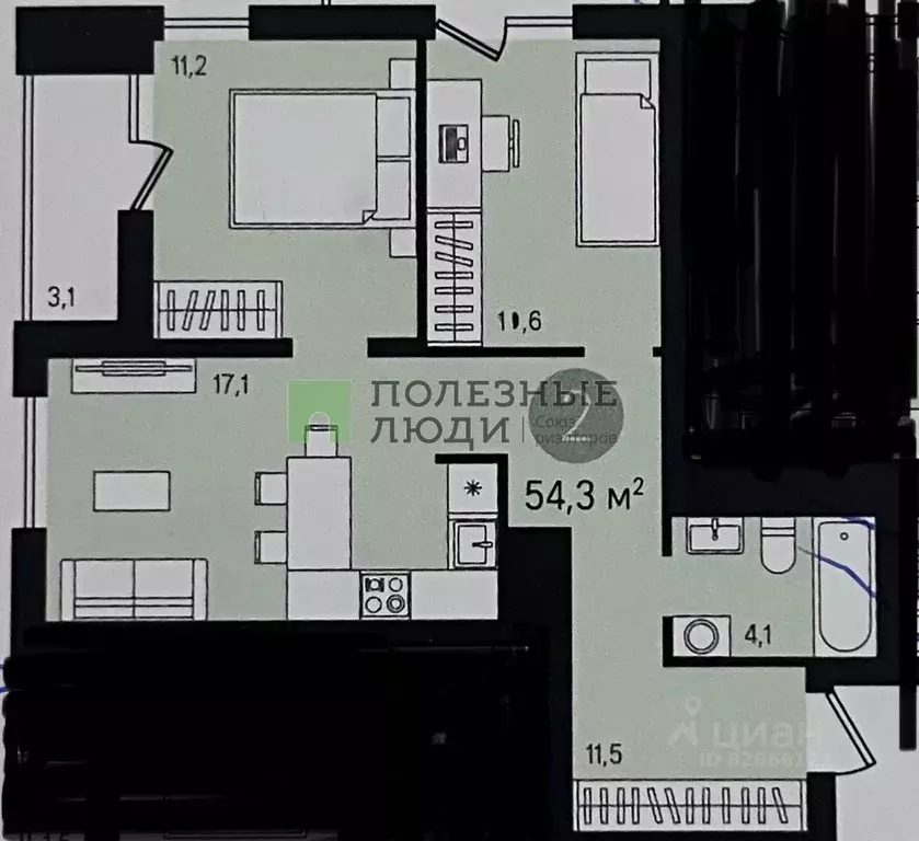 2-к кв. Курганская область, Курган ул. Коли Мяготина, 181 (54.3 м) - Фото 1