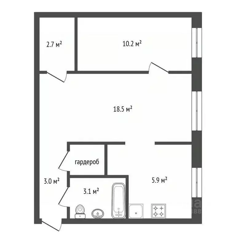 2-к кв. Красноярский край, Красноярск ул. Ленина, 122 (49.8 м) - Фото 2