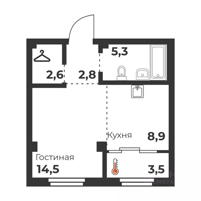 1-к кв. Челябинская область, Челябинск пос. Бабушкина,  (34.1 м) - Фото 0