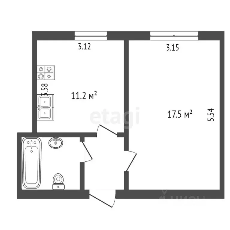 1-к кв. Ханты-Мансийский АО, Сургут ул. Маяковского, 16 (35.5 м) - Фото 0