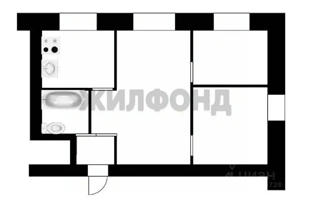 3-к кв. Новосибирская область, Новосибирск Советская ул., 81 (44.0 м) - Фото 1