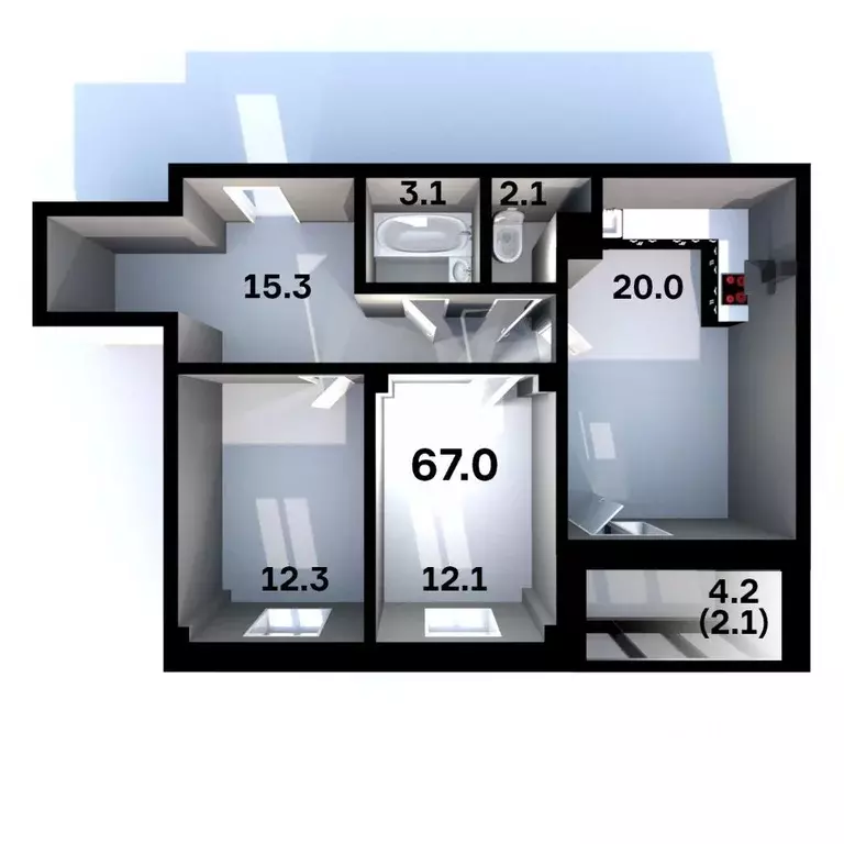 2-к кв. Псковская область, Псков Пароменская ул., 28 (67.0 м) - Фото 1