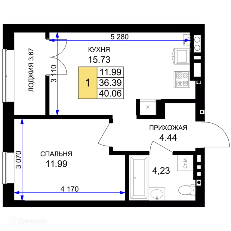 Продаётся 1-к квартира, 40.06 м - Фото 0