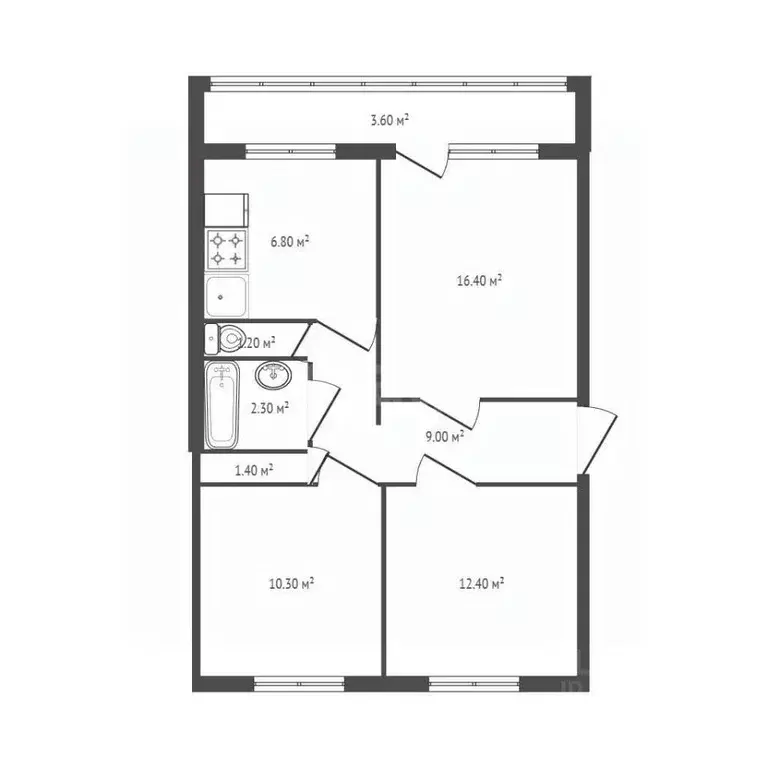 3-к кв. Брянская область, Брянск ул. Димитрова, 33 (59.4 м) - Фото 2