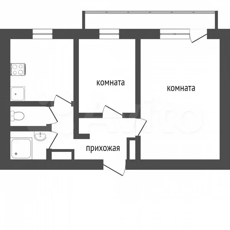2-к. квартира, 51 м, 1/5 эт. - Фото 0