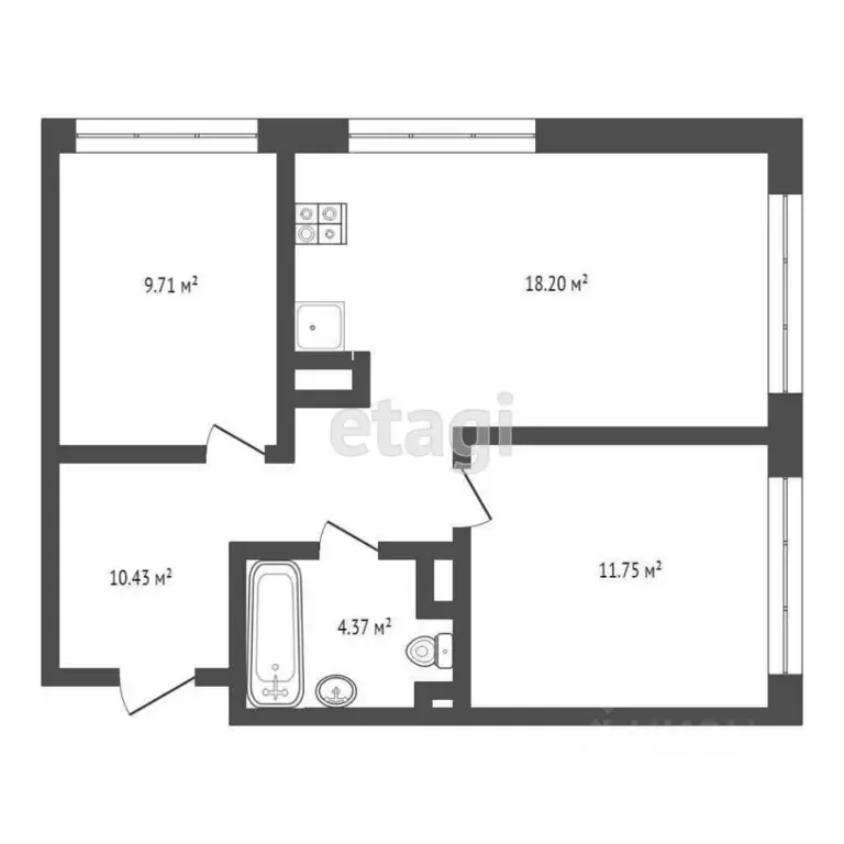 2-к кв. Тюменская область, Тюмень ул. Алматинская, 4 (55.0 м) - Фото 2
