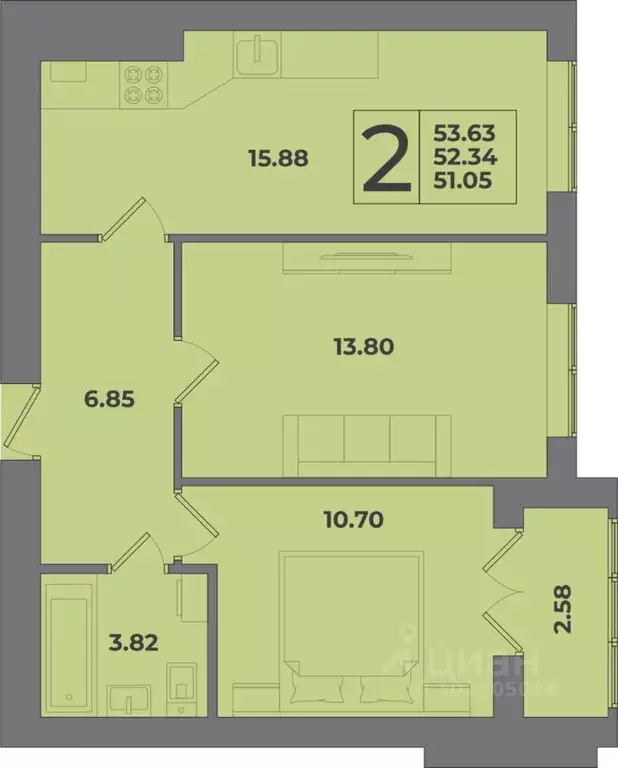 2-к кв. Калининградская область, Калининград Коммунистическая ул. ... - Фото 1