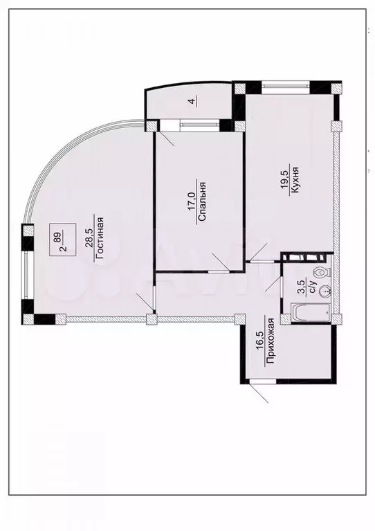 2-к. квартира, 89 м, 7/11 эт. - Фото 1