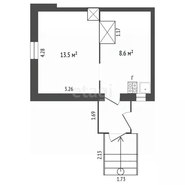 1-к кв. Ярославская область, Ярославский муниципальный округ, ... - Фото 2