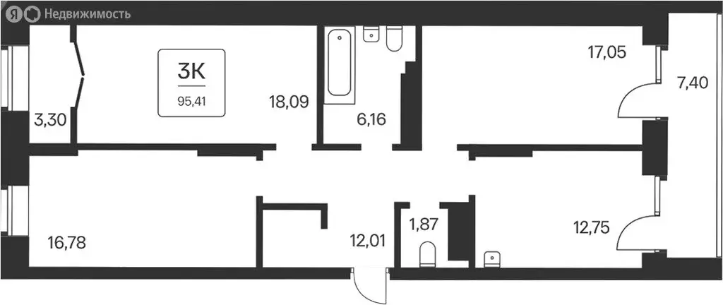 3-комнатная квартира: Новосибирск, Ипподромская улица, 12 (95 м) - Фото 0