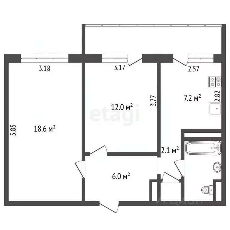 2-к кв. Архангельская область, Архангельск Садовая ул., 56 (50.5 м) - Фото 1
