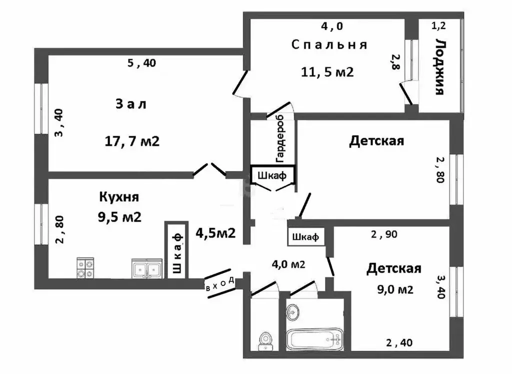 4-комнатная квартира: Вологда, 1-й микрорайон ГПЗ-23, 33 (73.6 м) - Фото 1