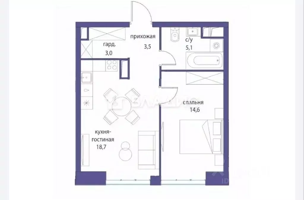 1-к кв. Москва ул. Нижние Мневники, 16к1 (44.21 м) - Фото 2