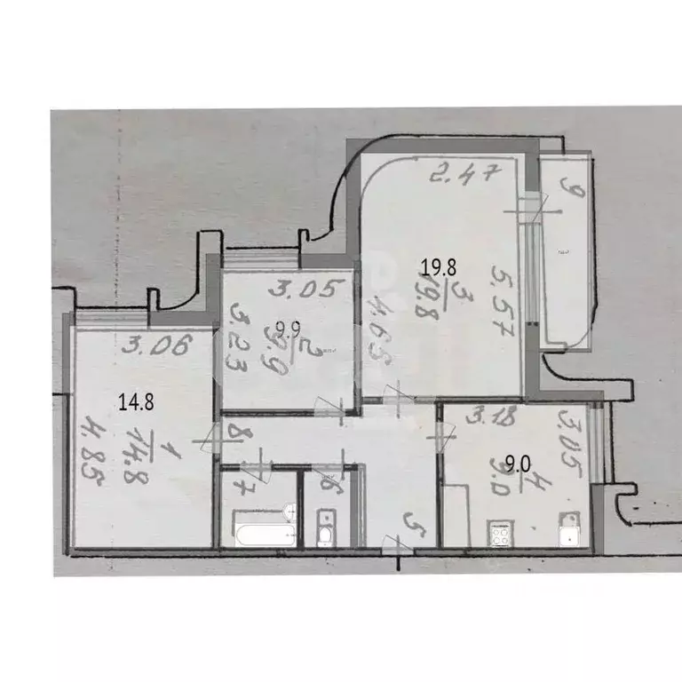 3-к кв. Белгородская область, Белгород 10-й мкр, ул. 60 лет Октября, ... - Фото 2
