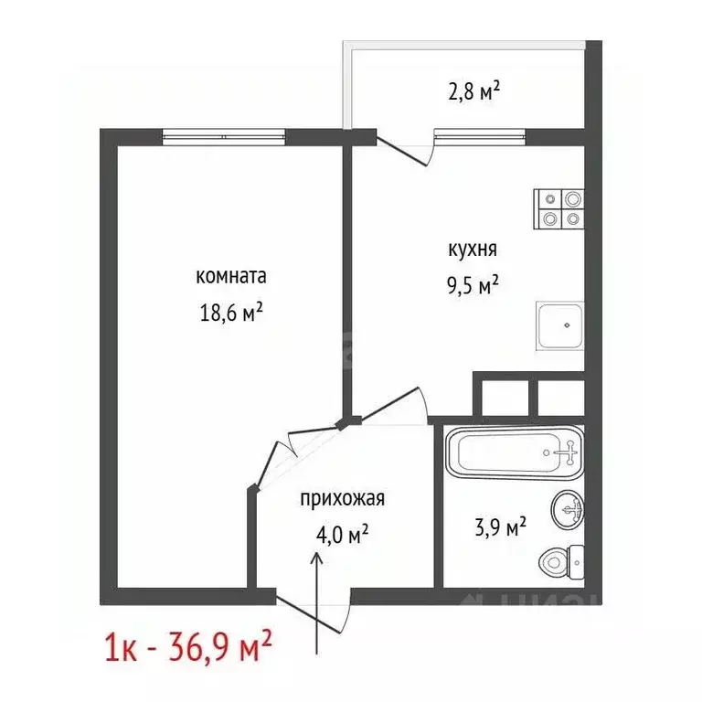 1-к кв. Свердловская область, Екатеринбург ул. Умельцев, 9А (36.9 м) - Фото 2
