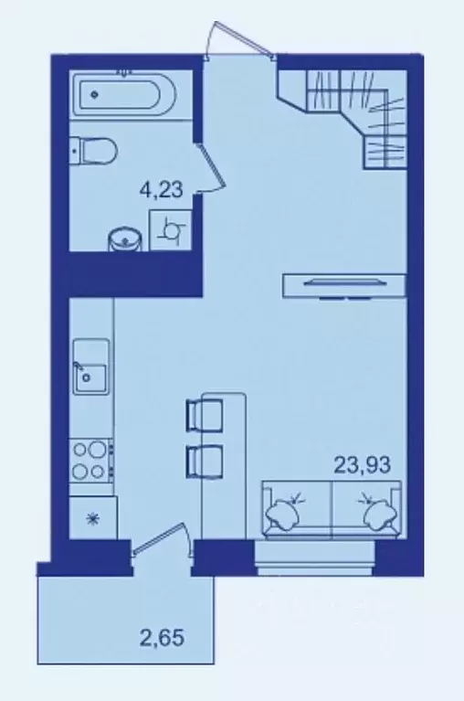 Студия Брянская область, Брянск Новый Город жилой комплекс (30.81 м) - Фото 1