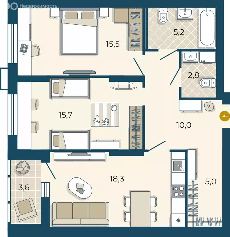 2-комнатная квартира: Екатеринбург, улица Викулова, 24 (74.3 м) - Фото 0