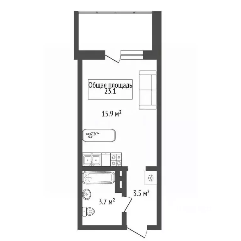 Студия Новосибирская область, Новосибирск 2-я Обская ул., 154 (23.1 м) - Фото 2