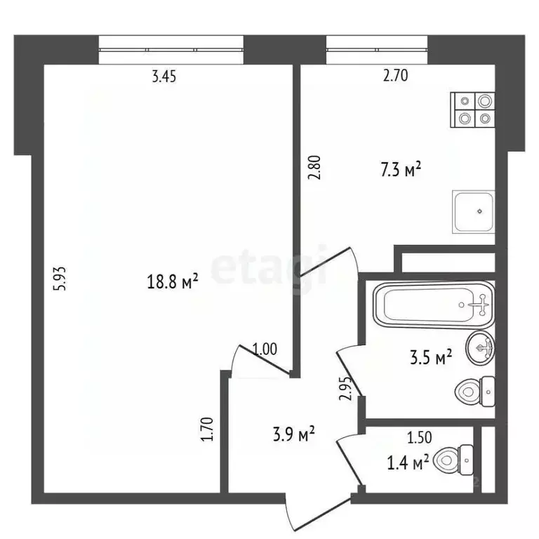 1-к кв. Забайкальский край, Чита ул. Евгения Гаюсана, 40 (36.0 м) - Фото 2