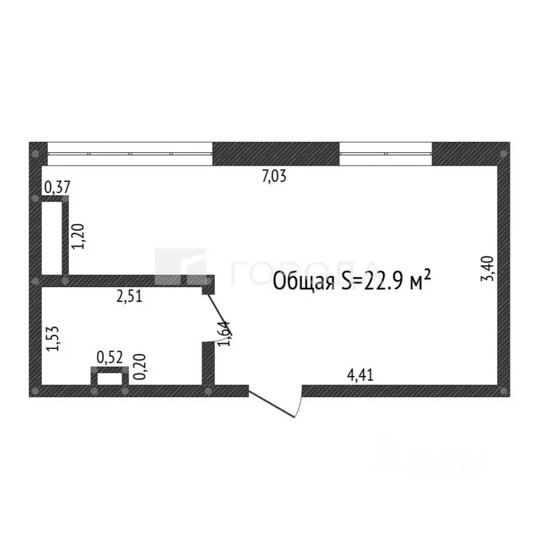 Студия Кемеровская область, Новокузнецк ул. Энтузиастов, 11 (22.9 м) - Фото 2