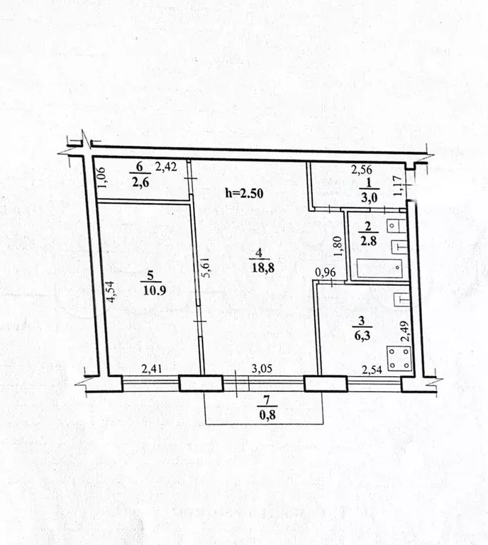 2-к. квартира, 44,4 м, 5/5 эт. - Фото 0