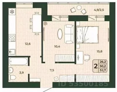 2-к кв. Самарская область, Волжский район, Смышляевка городское ... - Фото 1