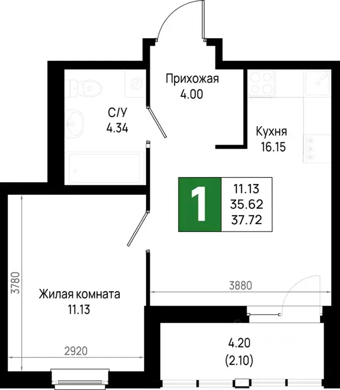 1-к кв. Ленинградская область, Всеволожский район, Свердловское ... - Фото 0