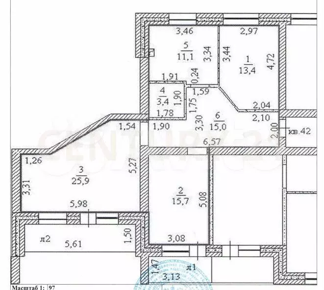 3-к. квартира, 84,5 м, 3/3 эт. - Фото 0