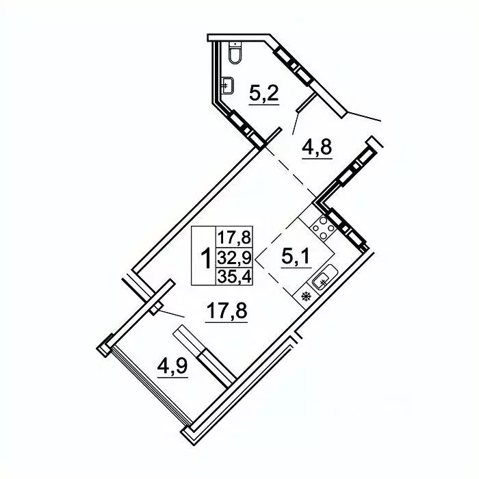 1-к кв. Приморский край, Владивосток Лесная ул., 1В/1 (35.4 м) - Фото 1
