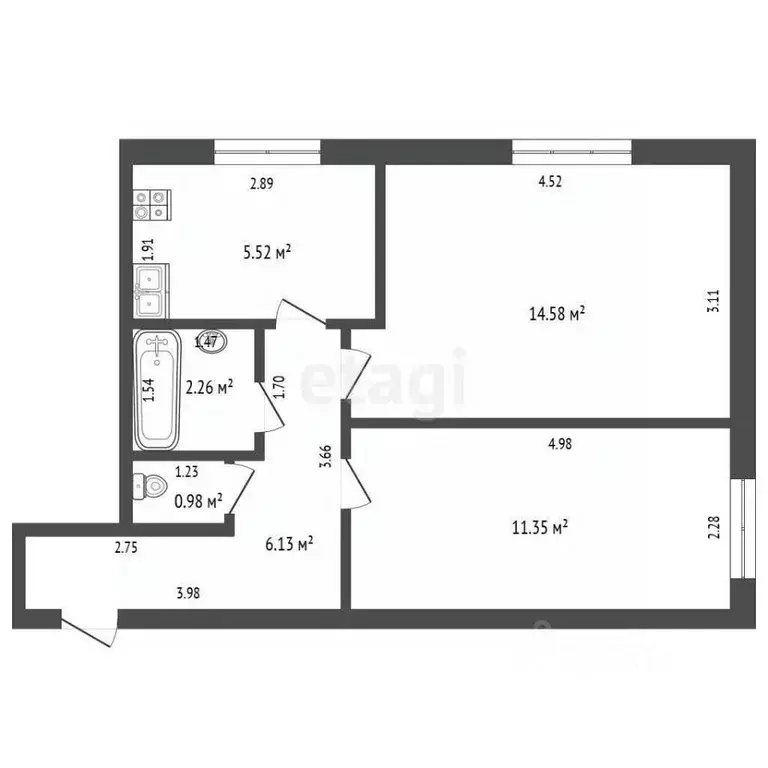2-к кв. Белгородская область, Ивня рп ул. Десницкого, 68А (40.8 м) - Фото 2
