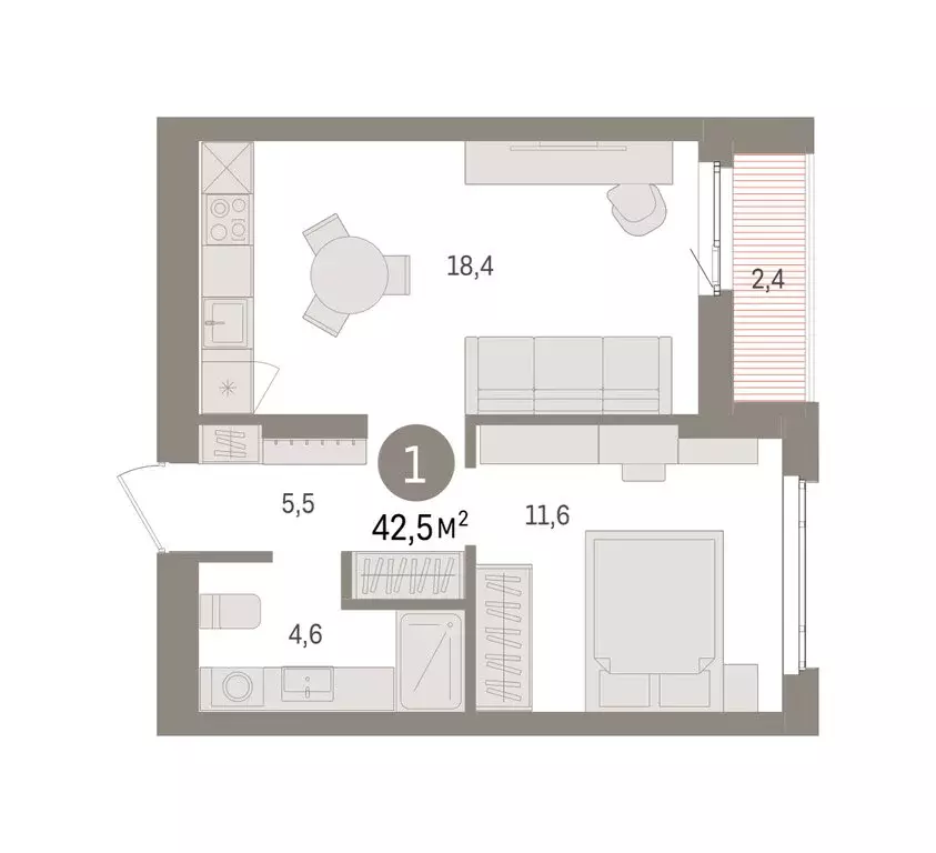 1-комнатная квартира: Екатеринбург, жилой район Сортировочный, ... - Фото 2
