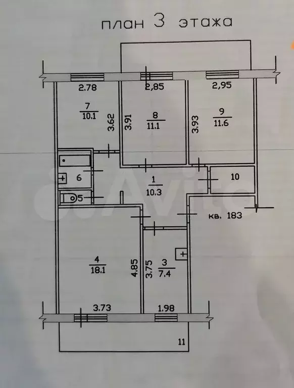 4-к. квартира, 74 м, 3/5 эт. - Фото 0