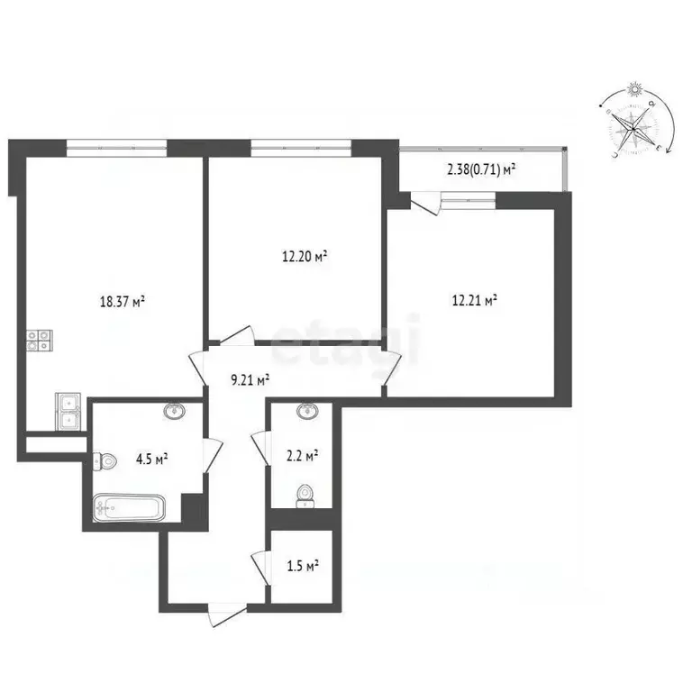 2-к кв. Тюменская область, Тюмень ул. Фармана Салманова, 12 (60.5 м) - Фото 2